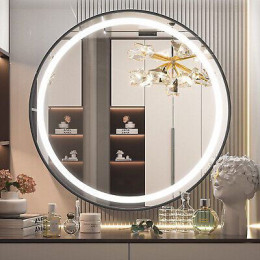 Круглое зеркало с подсветкой для ванной комнаты Дельта Блэк