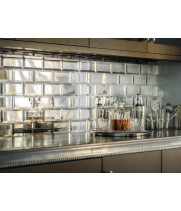 Зеркальный фартук для кухни из прямоугольной плитки ЗФР-6