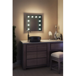 Зеркало в ванную комнату с подсветкой лампочками Ария