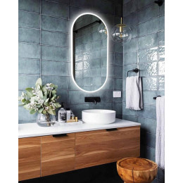 Овальное зеркало в ванную комнату с подсветкой Бареджо 40х70 см
